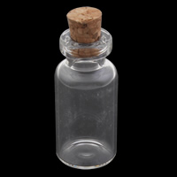 Smykker Perler Container, Glas, med træ prop, gennemsigtig, 16x45mm, 5pc'er/Bag, Solgt af Bag