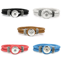 Snap Button Bracelet PU Leather with Zinc Alloy plated  mixed colors 11mm Length Approx 8 Inch  Sold By Lot