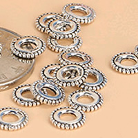 Thailand Sterling Sølv Mellemled Perler, Flad Rund, 8x1.2mm, Hole:Ca. 3.4mm, 50pc'er/Lot, Solgt af Lot