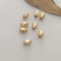 Gold-filled grânulos, miçangas, Oval, 14K cheio de ouro & ondulado, níquel, chumbo e cádmio livre, 3x5mm, Buraco:Aprox 1mm, 10PCs/Lot, vendido por Lot