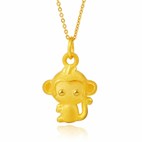24K Gold Pendant, Monkey, 12.30x19x5.30mm, Hole:Approx 3mm, Sold By PC