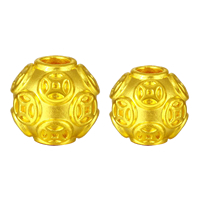 24K χρυσό χάντρες, Χρυσό 24K, Γύρος, διαφορετικό μέγεθος για την επιλογή, Τρύπα:Περίπου 3mm, Sold Με PC