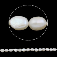 Barock kultivierten Süßwassersee Perlen, Natürliche kultivierte Süßwasserperlen, weiß, Grade A, 9-10mm, Bohrung:ca. 0.8mm, verkauft per 14.5 ZollInch Strang