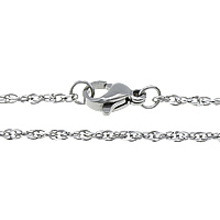 Rozsdamentes acél Nekclace Chain, Stainless Steel, kötél lánc, az eredeti szín, 1.50mm, Hossz Kb 23 inch, 30Strands/Lot, Által értékesített Lot