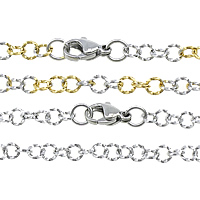 Edelstahl Kette Halskette, plattiert, Rundgliederkette, keine, 4x4x0.70mm, Länge ca. 17 ZollInch, 30SträngeStrang/Menge, verkauft von Menge