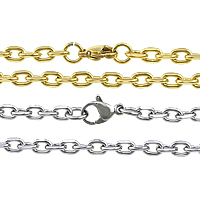 ROSTFRITT STÅL Chain Necklace, plated, oval kedja, fler färger för val, 5x3.50x1mm, Längd Ca 23 inch, Säljs av Lot