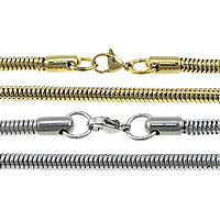 acero inoxidable Collar de cadena, chapado, cadena de la serpiente, más colores para la opción, 4mm, longitud aproximado 19 Inch, 20Strandsfilamento/Grupo, Vendido por Grupo