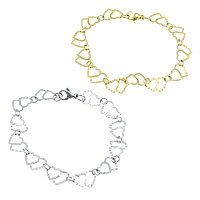 Bijoux bracelet en acier inoxydable, Placage, chaîne de coeur, plus de couleurs à choisir, 13.50x10x0.50mm, Longueur:Environ 8 pouce, Vendu par lot