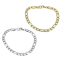 Bijoux bracelet en acier inoxydable, Placage, chaîne Figaro, plus de couleurs à choisir, 13.5x6x1.5mm, 10x6x1.5mm, Longueur:Environ 8.5 pouce, Vendu par lot