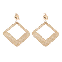 Iron Clip Earring Rhombus gold color plated nickel lead & cadmium free Sold By Pair