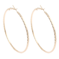 Iron Hoop Earring, gold color plated, flower cut, nickel, lead & cadmium free, 59x60x2mm, Sold By Pair