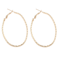 Iron Hoop Earring, gold color plated, nickel, lead & cadmium free, 38x59x2mm, Sold By Pair