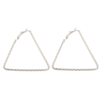 Jern Hoop Earring, Triangle, platin farve forgyldt, nikkel, bly & cadmium fri, 48x48x1.50mm, Solgt af par