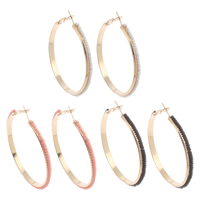 Jern Hoop Earring, med Glas Seed Beads, guldfarve belagt, flere farver til valg, nikkel, bly & cadmium fri, 53x57x4mm, Solgt af par