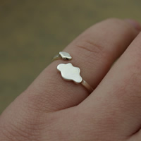925 Sterling Silver Pljuska prst prsten, Oblak, pozlaćen, prilagodljiv & brušenog & u dvije nijanse, 5.5x1mm, Veličina:6, 10računala/Lot, Prodano By Lot