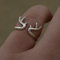 925 Sterling Silver Cuff finger ring, justerbar, 8.5x1.5mm, Storlek:4, 10PC/Lot, Säljs av Lot