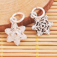925 Sterling Silver, Snowflake, Christmas jewelry, mixed colors, 8.7x1.2mm, Hole:Approx 4mm, 10PCs/Bag, Sold By Bag