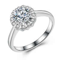 925 Ezüst Finger Ring, Virág, különböző méretű a választás & cirkónia, 9.50mm, 5PC-k/Lot, Által értékesített Lot