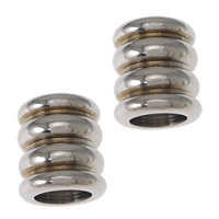 Edelstahl-Perlen mit großem Loch, Edelstahl, Zylinder, originale Farbe, 9x10mm, Bohrung:ca. 5.8mm, 200PCs/Menge, verkauft von Menge
