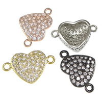 Cubic Zirconia Micro Pave Brass Connector Heart plated micro pave cubic zirconia & 1/1 loop nickel lead & cadmium free Approx 1mm Sold By Bag