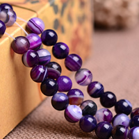 Natürliche Streifen Achat Perlen, rund, verschiedene Größen vorhanden, violett, Grade AAAAAA, Bohrung:ca. 1mm, verkauft per ca. 15.5 ZollInch Strang
