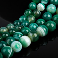 Natürliche Streifen Achat Perlen, rund, verschiedene Größen vorhanden, grün, Bohrung:ca. 1mm, verkauft per ca. 15 ZollInch Strang