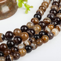 Natürliche Streifen Achat Perlen, rund, verschiedene Größen vorhanden, Grade AAAAA, Bohrung:ca. 1mm, verkauft per ca. 15.5 ZollInch Strang