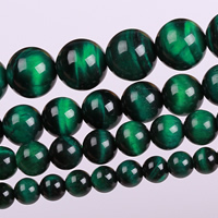 Tigerauge Perlen, rund, natürlich, verschiedene Größen vorhanden, grün, Grade AAAAAA, Bohrung:ca. 1mm, verkauft per ca. 15.5 ZollInch Strang