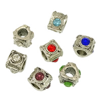 Tibetan Style European Beads, silver color plated, without troll & with rhinestone & blacken, more colors for choice, nickel, lead & cadmium free, 7x8.50mm, Hole:Approx 4mm, 200PCs/Lot, Sold By Lot