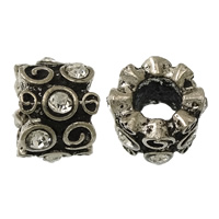 Zinc Alloy European Beads silver color plated without troll & with rhinestone & blacken nickel lead & cadmium free Approx 5mm Sold By Lot
