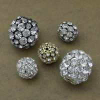 Rhinestone Brass Beads, Round, plated, different size for choice & with rhinestone, more colors for choice, nickel, lead & cadmium free, Sold By Lot