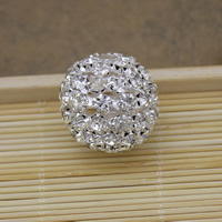 Strass Messing Perlen, rund, silberfarben plattiert, mit Strass, frei von Nickel, Blei & Kadmium, 21x20mm, Bohrung:ca. 3.5mm, 30PCs/Menge, verkauft von Menge