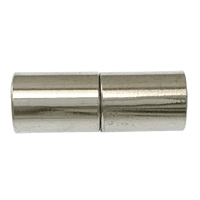 Cierre Magnético de Metal, Columna, chapado en color de platina, libre de níquel, plomo & cadmio, 19.50x7mm, agujero:aproximado 6mm, 100PCs/Grupo, Vendido por Grupo