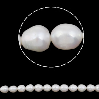 Perlas Arroz Freshwater, Perlas cultivadas de agua dulce, natural, Blanco, 11-12mm, agujero:aproximado 0.8mm, Vendido para 15.3 Inch Sarta