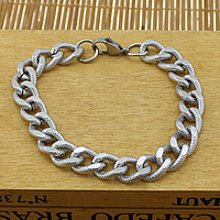 Stainless Steel Jewelry Bracelet curb chain original color Length Approx 9 Inch Sold By Lot