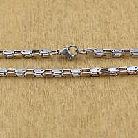 acier inoxydable chaîne de collier, couleur originale, 3mm, Longueur:Environ 21 pouce, 10Strandstoron/lot, Vendu par lot