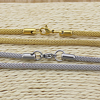 Stainless Steel Chain halskæde, forgyldt, mesh kæde, flere farver til valg, 4mm, Længde Ca. 17.5 inch, 10Strands/Lot, Solgt af Lot