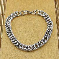 Stainless Steel Jewelry Bracelet, rope chain, original color, 13x9x2mm, Length:Approx 9 Inch, 10Strands/Lot, Sold By Lot