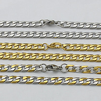 Stainless Steel Chain Necklace, plated, twist oval chain, more colors for choice, 9x6x1.50mm, Length:Approx 23.5 Inch, 10Strands/Lot, Sold By Lot