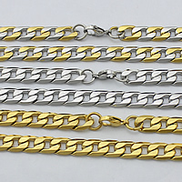 Stainless Steel Chain Necklace, plated, twist oval chain, more colors for choice, 13x8.50x2mm, Length:Approx 24 Inch, 10Strands/Lot, Sold By Lot
