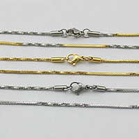 Stainless Steel Necklace Chain, plated, snake chain, more colors for choice, 1.50mm, Length:Approx 19.5 Inch, 10Strands/Lot, Sold By Lot