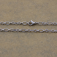 Stainless Steel Chain Necklace, oval chain, original color, 6x3.5x0.5mm, 4x3x0.5mm, Length:Approx 19 Inch, 10Strands/Lot, Sold By Lot