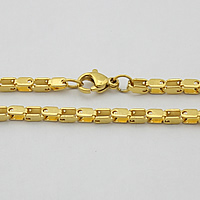 acero inoxidable Collar de cadena, chapado en color dorado, 3mm, longitud aproximado 22 Inch, 10Strandsfilamento/Grupo, Vendido por Grupo