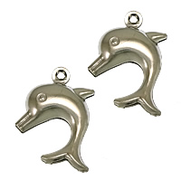 Stainless Steel Animal Pendants, Dolphin, original color, 15x21x4.50mm, Hole:Approx 1mm, 500PCs/Lot, Sold By Lot