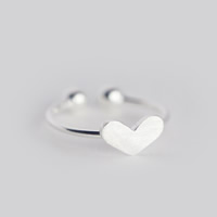 925 prata esterlina Cuff Ring Finger, Coração, abrir, 8x5mm, tamanho:8, 5PCs/Lot, vendido por Lot