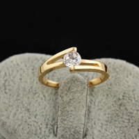 Cubic Zircon Brass prst prsten, Mosaz, skutečný pozlacené, různé velikosti pro výběr & se zirkony, nikl, olovo a kadmium zdarma, 6.50mm, 2PC/Lot, Prodáno By Lot