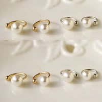 Fashion Earring Cuff and Wraps ABS Plastic Pearl with Zinc Alloy Round plated Sold By PC