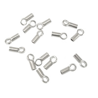 925 Sterling Silver End Cap, Column, platinum plated, 1.8x5.5mm, Hole:Approx 1.5mm,1mm, 50PCs/Lot, Sold By Lot