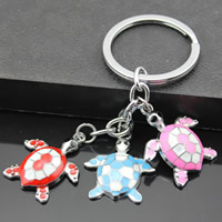 Zinc Alloy Key Chain with iron ring Turtle platinum color plated enamel lead & cadmium free Approx 32mm Length Approx 3-3.5 Inch Sold By Bag