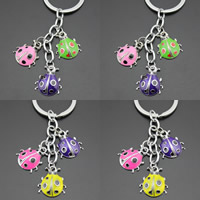 Zinc Alloy Key Chain with iron ring Ladybug platinum color plated enamel mixed colors lead & cadmium free Approx 32mm Length Approx 3-3.5 Inch Sold By Bag
